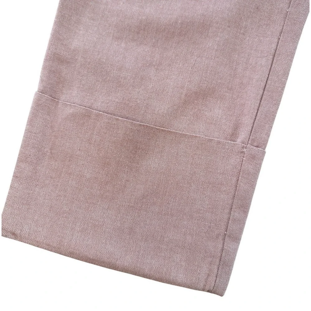 Zara Cotton Blend Cropped Pants Size M Cuffed Wide Hem Ankle Dusty Pink Coastal